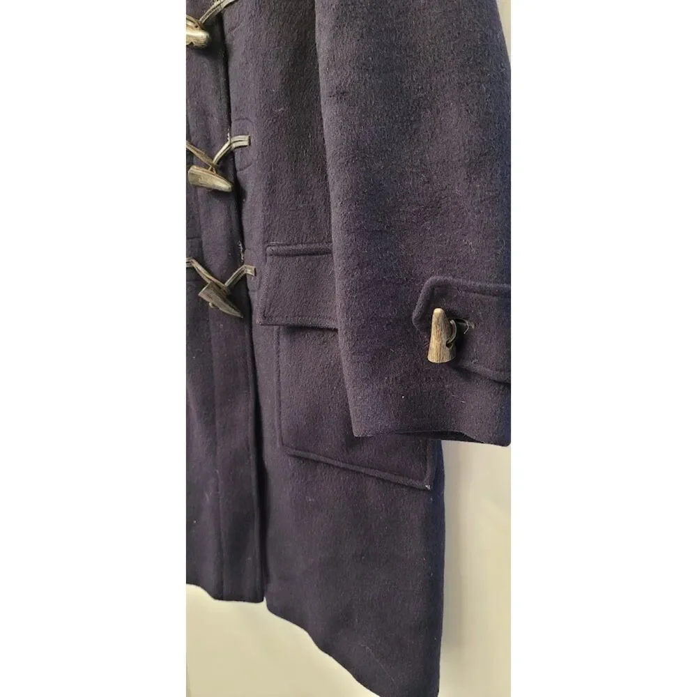 Burberry Wool Duffle Coat Toggle Fasts Gloverall English Old Money Navy Sz. 8/S - Picture 7 of 14